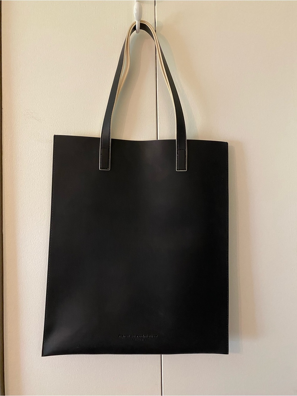 Black Tote Bag with Contrasting Handles